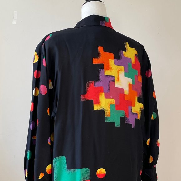 Vintage Eclectic Multi Colour Ladies Blouse by COMO STUDIO Size 10 - Picture 3 of 4